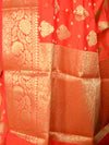 Banarasee Cotton Silk Mix Saree With Big Zari Buta-Orange
