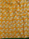 Handloom Mul Cotton Batik Pattern Suit Set-Yellow & Red