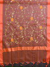 Banarasee Embroidered Gold Jaal Design Organza Dupatta-Orange