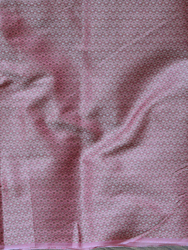 Banarasee Salwar Kameez Cotton Silk Resham Buti Woven Fabric-Pink