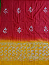 Handloom Mul Cotton Batik Pattern Suit Set-Yellow & Red