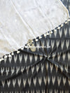 Bhagalpuri Pure Ikkat Kameez With White Linen Dupatta-Black