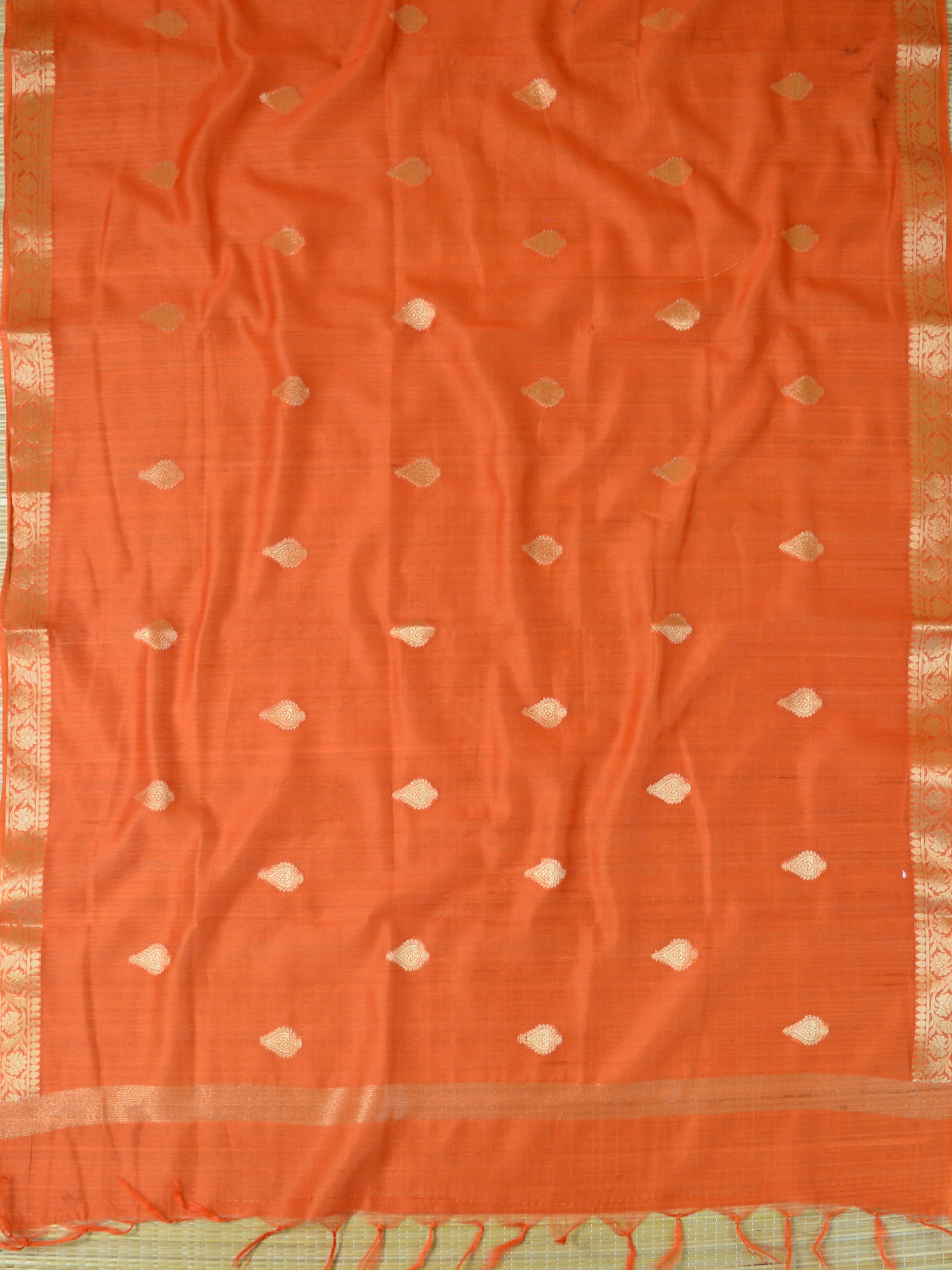 Banarasee Pure Chanderi Silk Zari Buti Salwar Kameez Set-Pink & Orange