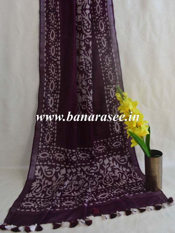 Bhagalpur Linen Cotton Dupatta-Purple