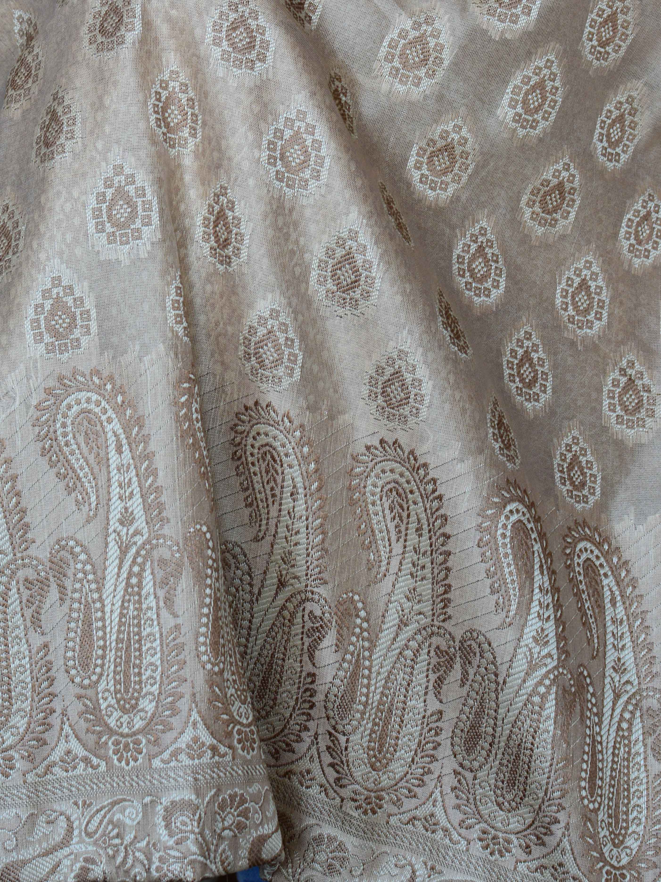 Banarasee Salwar Kameez Cotton Silk Resham Buti Woven Fabric-Beige