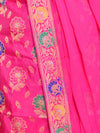 Banarasee Salwar Kameez Semi Katan Silk Zari Buti Fabric With Chiffon Dupatta-Pink