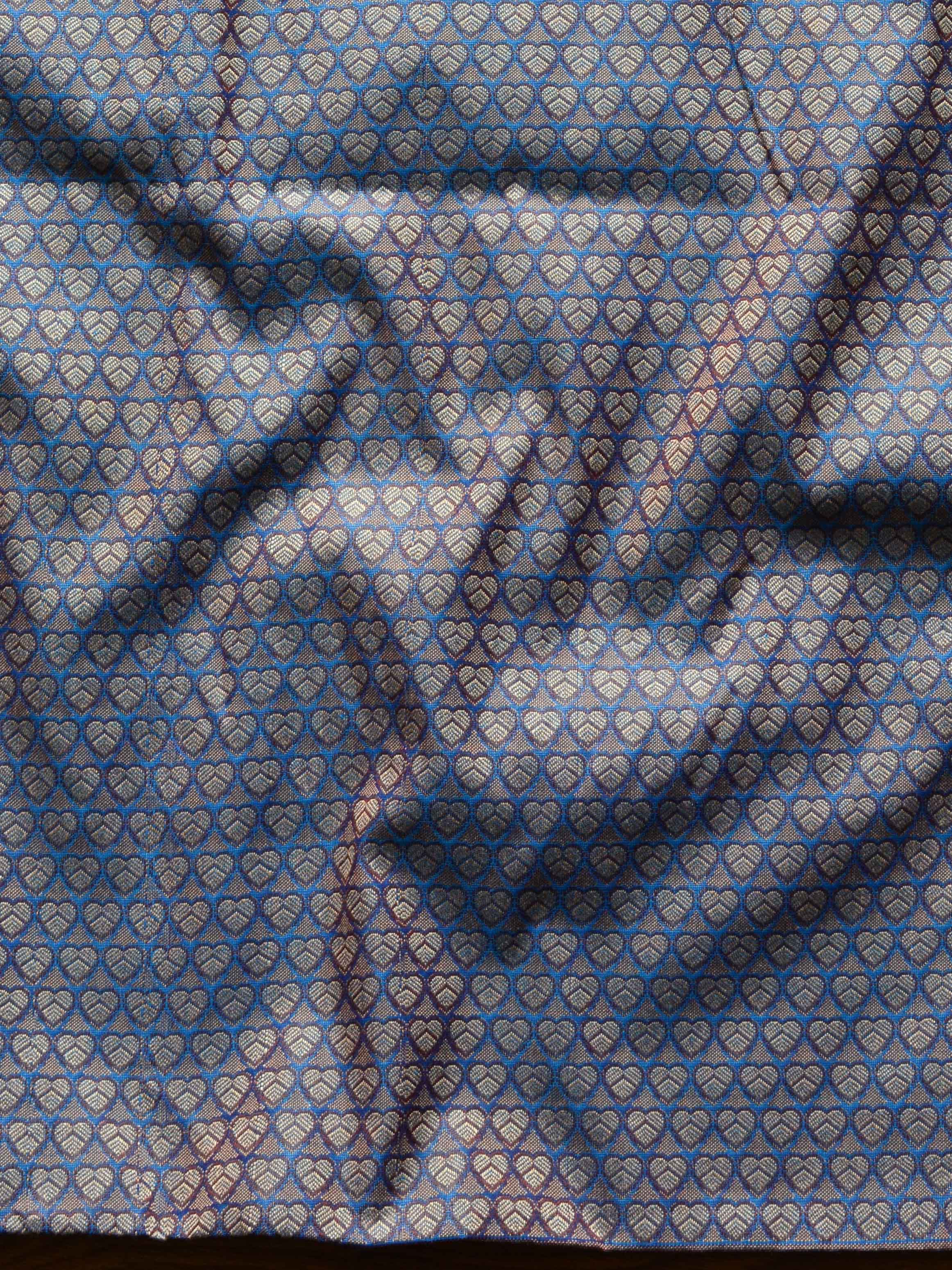 Banarasee Salwar Kameez Cotton Silk Resham Buti Woven Fabric-Blue