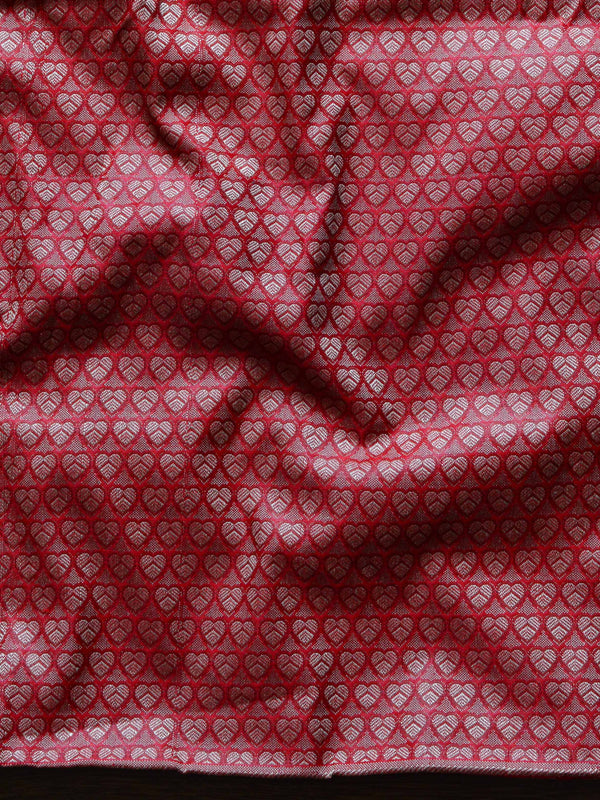 Banarasee Salwar Kameez Cotton Silk Resham Buti Woven Fabric-Red