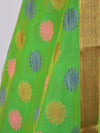 Banarasee Chanderi Cotton Salwar Kameez Fabric With Resham Buta Design-Green