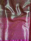 Banarasee Kora Muslin Saree With Tanchoi Design & Paisley Border-Blue