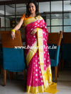 Banarasee Handwoven Semi-Chiffon Saree With Silver Zari Work-Pink & Yellow