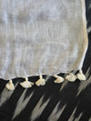 Bhagalpuri Pure Ikkat Kameez With White Linen Dupatta-Black