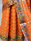 Banarasee Faux Georgette Saree With Paithani Border-Orange