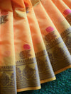 Banarasee Chanderi Cotton Saree With Resham Buti & Border-Yellow