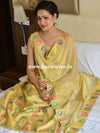 Banarasee Salwar Kameez Semi Katan Silk Zari Buti Fabric With Chiffon Dupatta-Beige