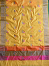 Banarasee Chanderi Cotton Saree With Resham Buti & Border-Yellow
