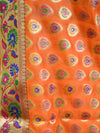 Banarasee Faux Georgette Saree With Paithani Border-Orange