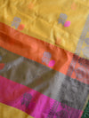 Banarasee Chanderi Cotton Saree With Resham Buti & Border-Yellow