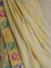 Banarasee Salwar Kameez Semi Katan Silk Zari Buti Fabric With Chiffon Dupatta-Beige