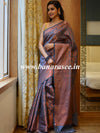 Banarasee Semi Silk Saree With Copper Zari Buta & Border Design-Grey