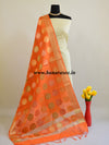 Banarasee Art Silk Dupatta With Gold Zari Buta Design-Orange
