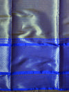 Banarasee Organza Tissue Mix Saree With Buta Design & Blue Satin Floral Border-Green