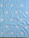 Handwoven Linen Salwar Kameez & Dupatta With Hand-Embroidered Work-Sky Blue