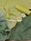 Handloom Silk Cotton Ghichha Woven Salwar Kameez Dupatta Set-Green & Yellow