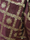 Banarasee Chanderi Cotton Saree With Pink Satin Border & Contrast Blouse-Brown