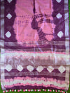 Bhagalpur Handloom Pure Linen Cotton Hand-Dyed Shibori Pattern Saree-Pink & Purple