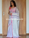 Bhagalpur Handloom Pure Linen Saree With Stripes Design-White