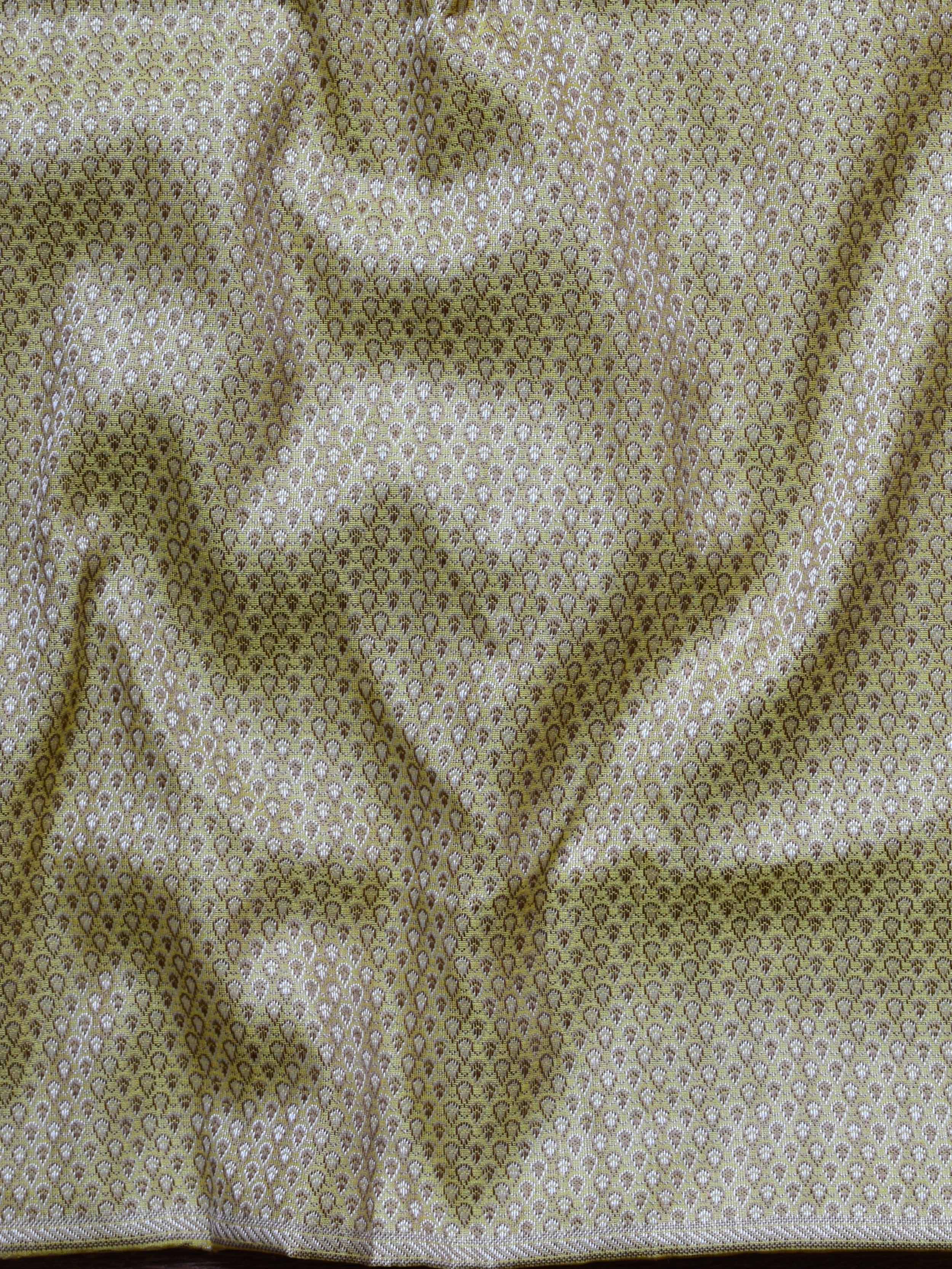 Banarasee Salwar Kameez Cotton Silk Resham Buti Woven Fabric-Yellow