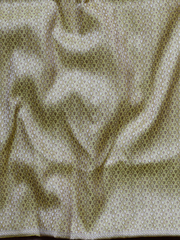 Banarasee Salwar Kameez Cotton Silk Resham Buti Woven Fabric-Yellow