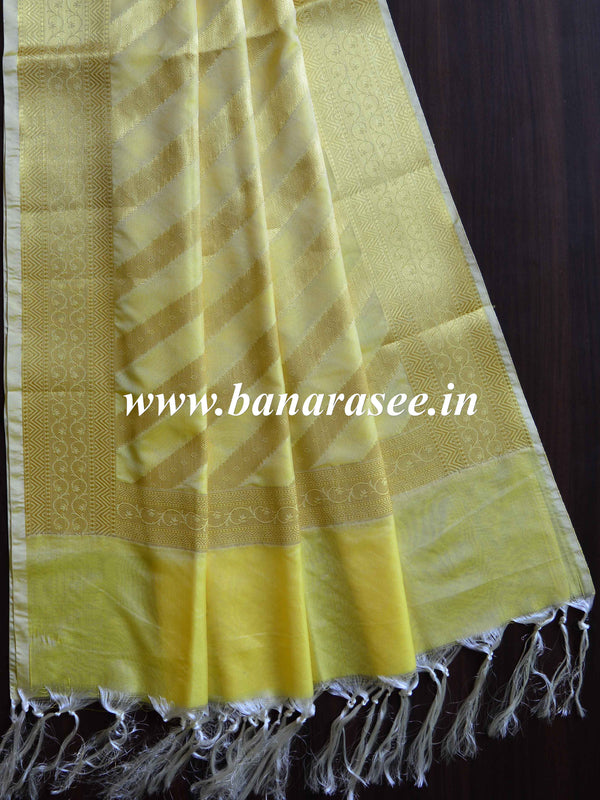 Banarasee Art Silk Dupatta Stripes Design-Yellow