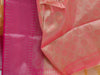 Banarasee Handwoven Broad Silver Border Tissue Saree-Peach