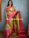 Banarasee Handwoven Broad Border Tissue Saree With Jaal Design-Gold & Pink