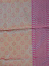 Banarasee Handwoven Broad Silver Border Tissue Saree-Peach