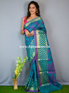 Banarasee Cotton Mix Saree With Zari & Resham Design-Blue