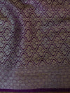 Banarasee Handwoven Semi-Chiffon Saree With Zig-Zag Design-Purple
