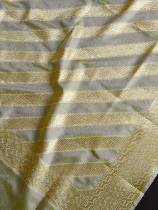 Banarasee Art Silk Dupatta Stripes Design-Yellow