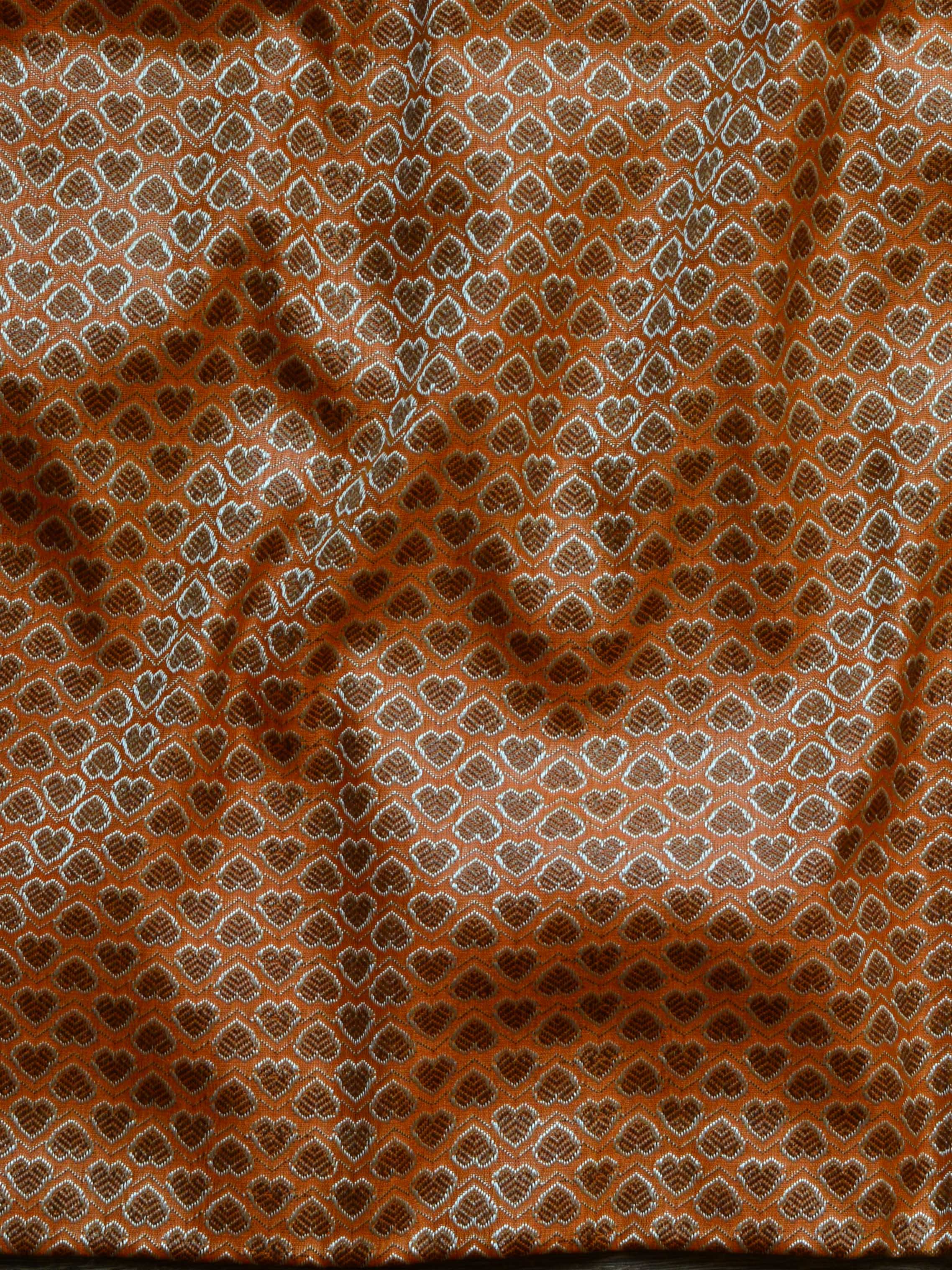 Banarasee Salwar Kameez Cotton Silk Resham Buti Woven Fabric-Orange