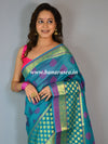 Banarasee Cotton Mix Saree With Zari & Resham Design-Blue