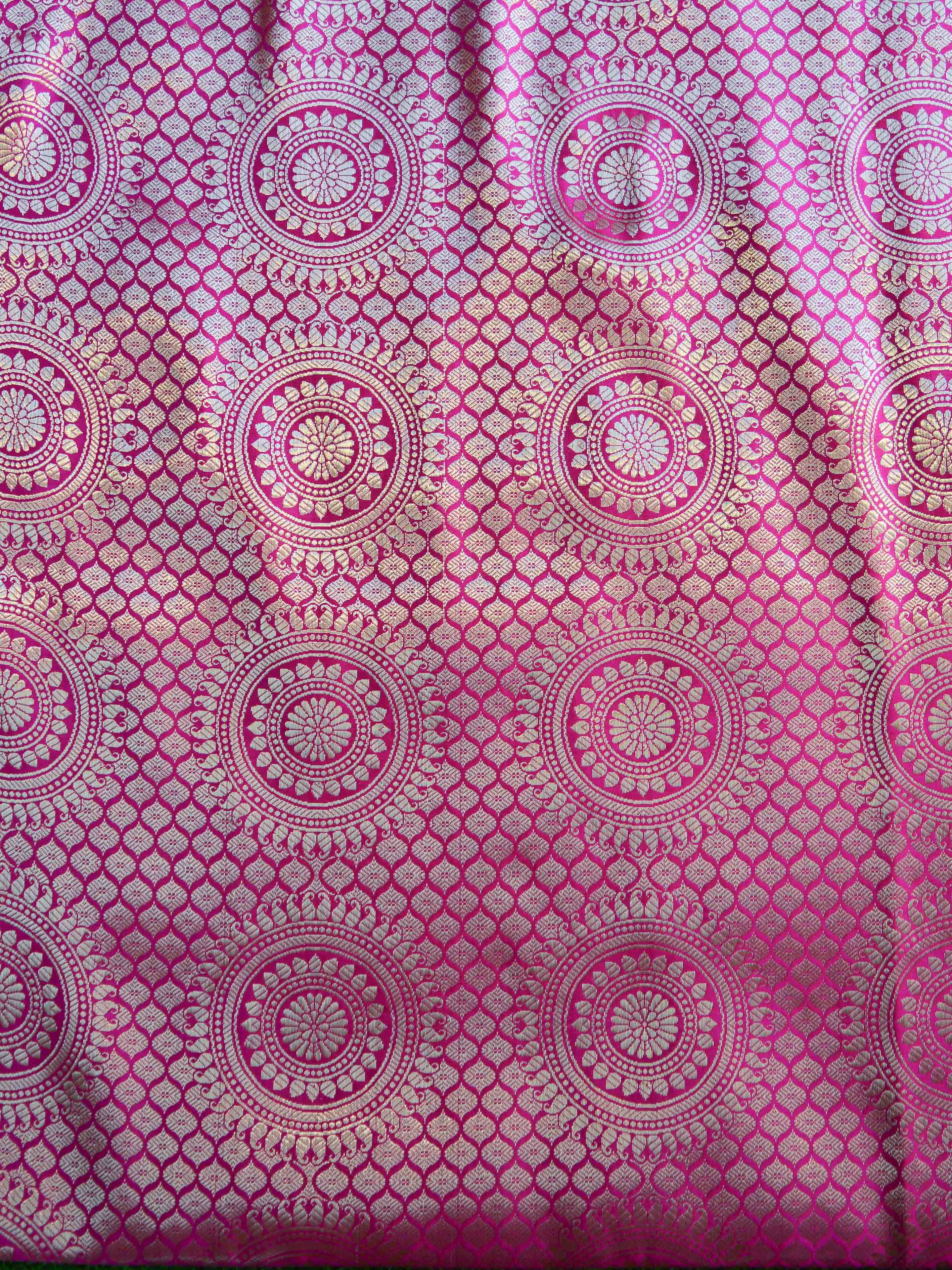 Banarasee Semi Silk Salwar Kameez Fabric With Velvet Gotapatti Dupatta-Pink & Blue