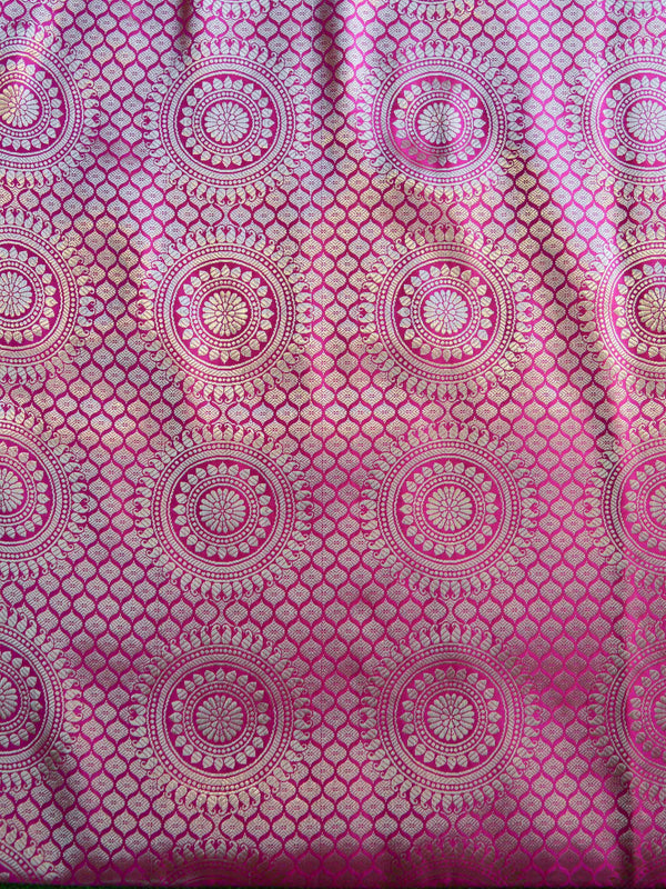 Banarasee Semi Silk Salwar Kameez Fabric With Velvet Gotapatti Dupatta-Pink & Blue