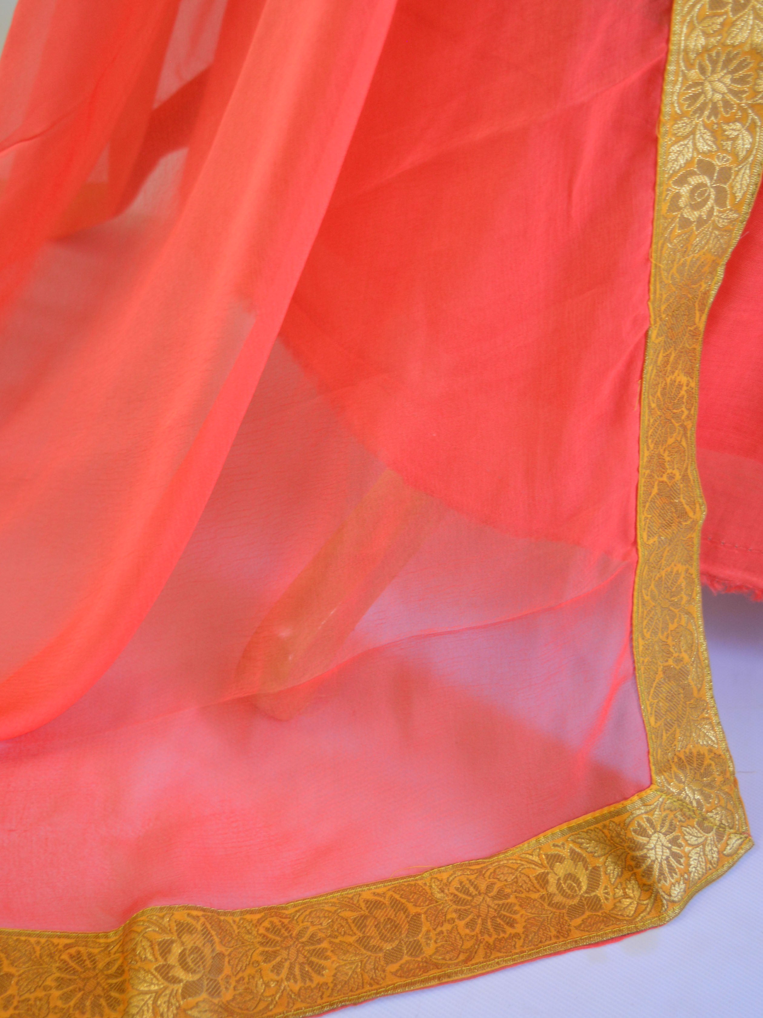 Banarasee Salwar Kameez Cotton Silk Woven Antique Gold Buti Fabric With Peach Dupatta-Yellow