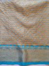Banarasee Organza Saree With Antique Teal Border-Yellow
