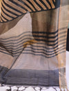 Banarasee Shibori Dyed Chanderi Salwar Kameez Fabric With Contrast Zari Dupatta-Pastel Blue& Black