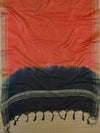 Handloom Silk Cotton Ghichha Woven Salwar Kameez Dupatta Set-Black & Rust