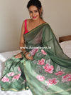 Banarasee Chanderi Handpainted Saree-Green