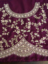 Banarasee Handwoven Semi-Katan Zari Work Saree With Purple Embroidered Blouse-Pink